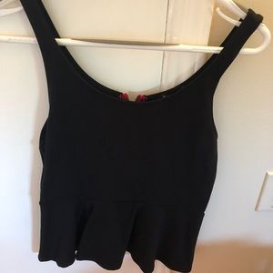 Peplum tank top with zipper back